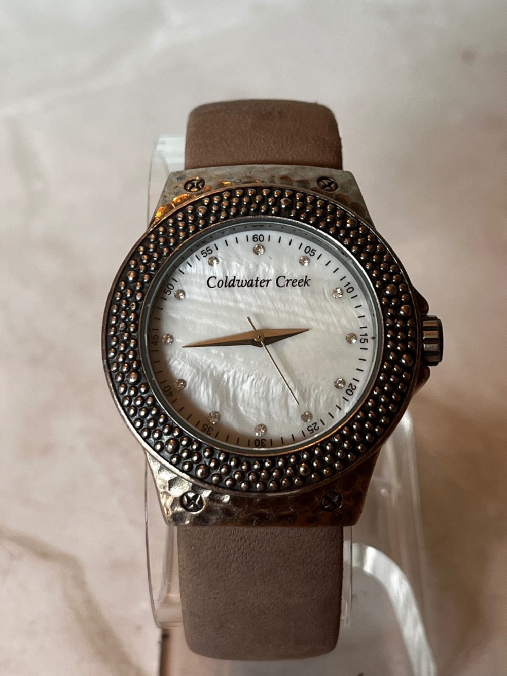 Coldwater Creek Women's Watch 37mm case Pearl Face- New Battery, works great.